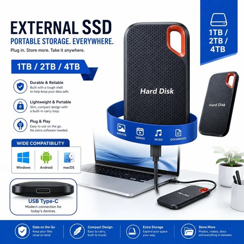 Ssd esterno portatile 1tb 2tb - portatile,
